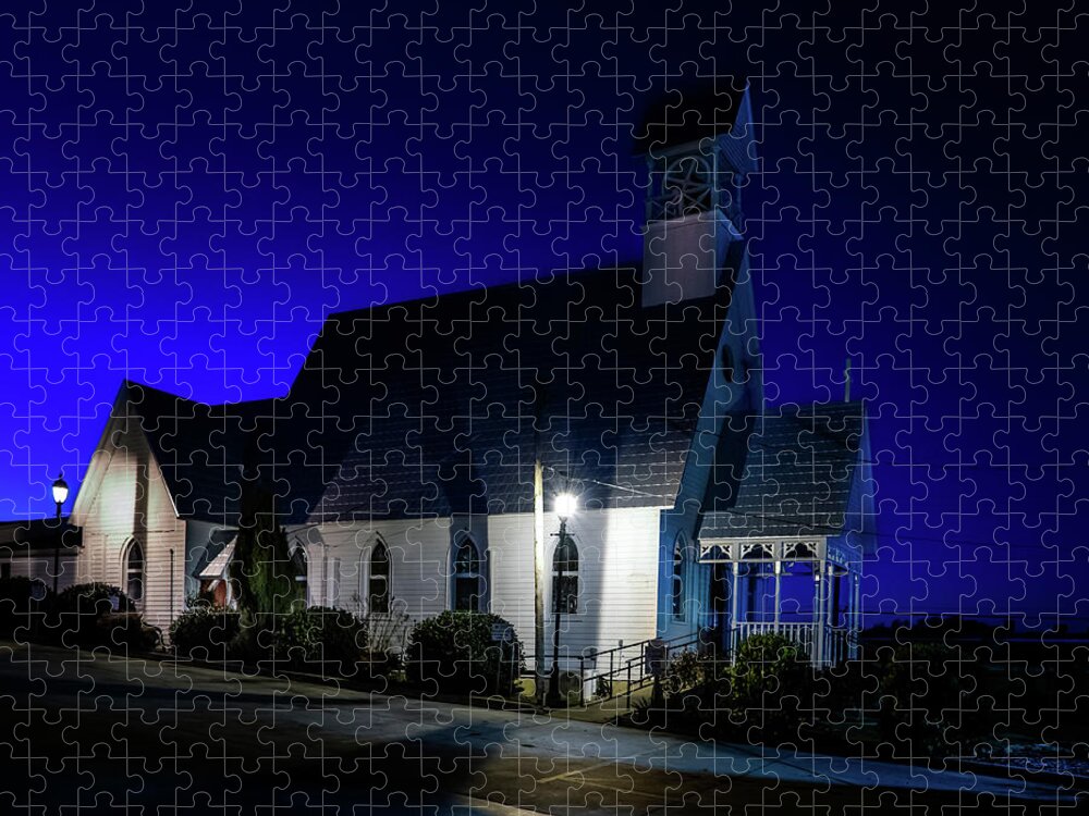 Cherokee County Jigsaw Puzzle featuring the photograph Night At Episcopal Church of the Messiah by Greg and Chrystal Mimbs
