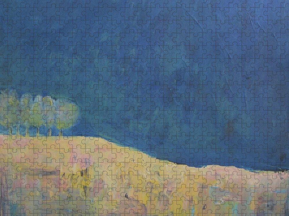 Abstract Jigsaw Puzzle featuring the painting Night Breeze by Vesna Antic