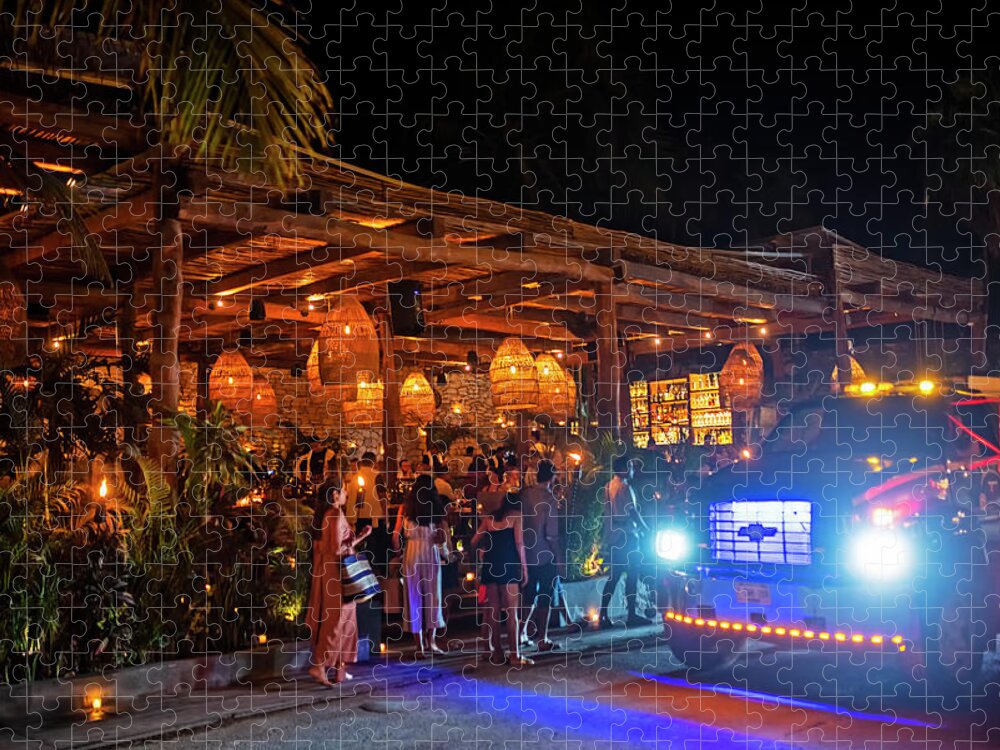Tulum Jigsaw Puzzle featuring the photograph Night out in Tulum Mexico Nightlife by Toby McGuire