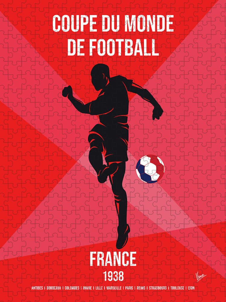 World Jigsaw Puzzle featuring the digital art No03 My 1938 France Soccer World Cup poster by Chungkong Art
