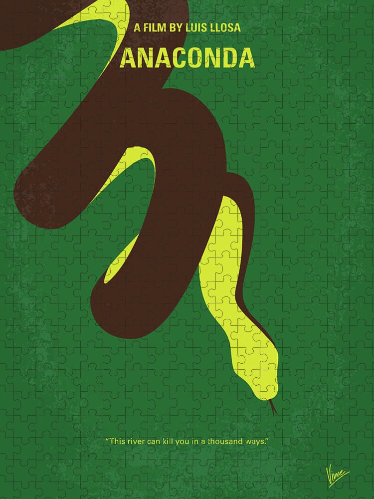 Anaconda Jigsaw Puzzle featuring the digital art No979 My Anaconda minimal movie poster by Chungkong Art
