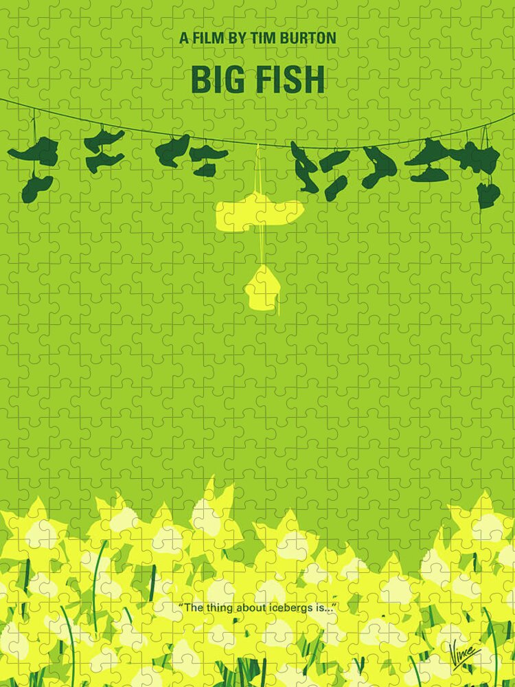 Big Fish Jigsaw Puzzle featuring the digital art No993 My Big Fish minimal movie poster by Chungkong Art