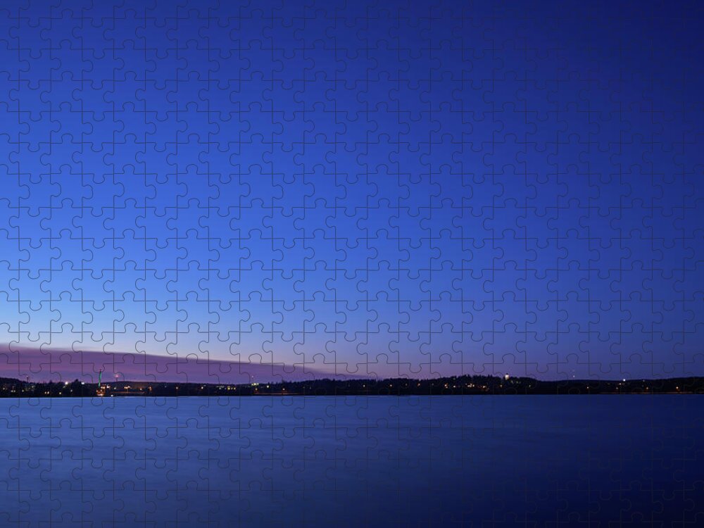 Finland Jigsaw Puzzle featuring the photograph Nokia city by night by Jouko Lehto