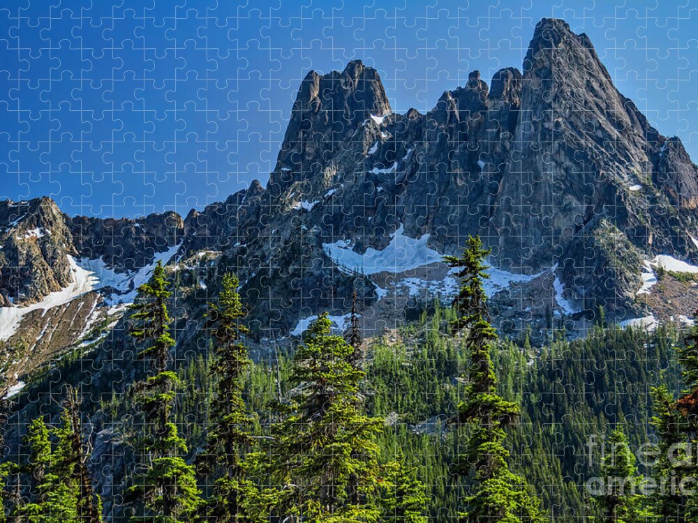 Liberty_bell Jigsaw Puzzle featuring the photograph North Cascades Highway Liberty Bell by Jean OKeeffe Macro Abundance Art