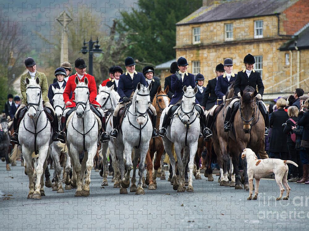 North Cotswold Hunt Jigsaw Puzzle featuring the photograph North Cotswold Hunt in Broadway by Tim Gainey