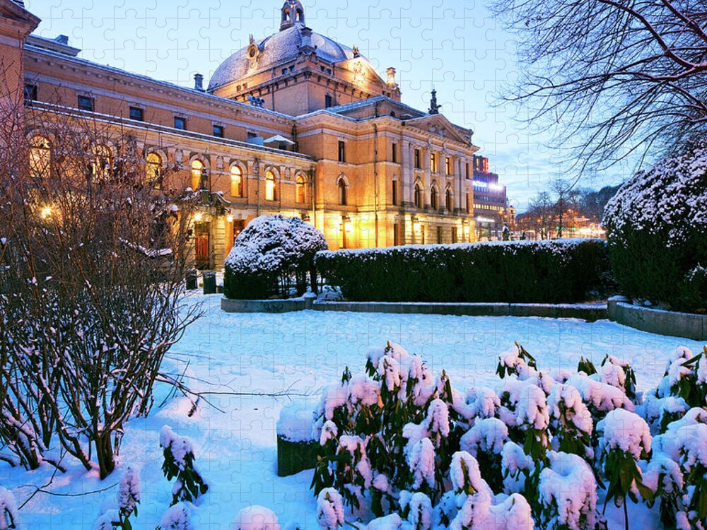 Estock Jigsaw Puzzle featuring the digital art Norway, Oslo County, Scandinavia, Oslo, The National Theater by Luigi Vaccarella
