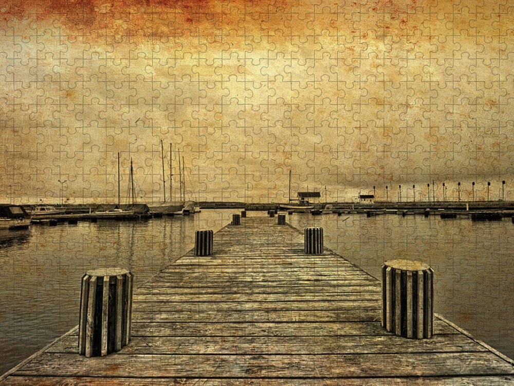 Asgardstrand Jigsaw Puzzle featuring the photograph Norwegian Dock Canvas by Bill Chizek