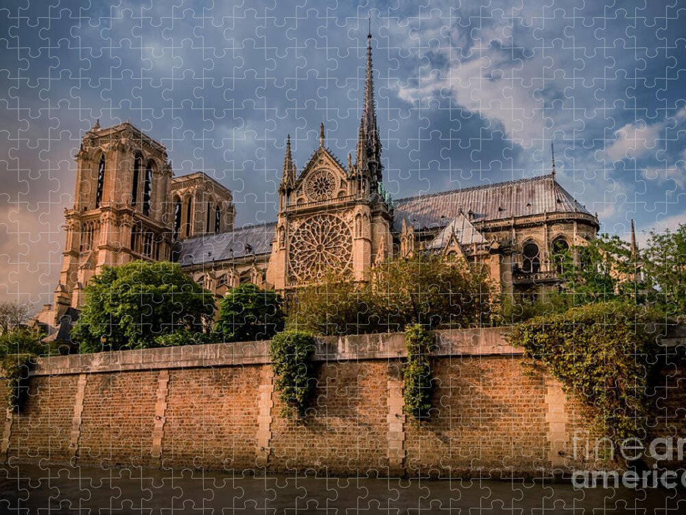 Golden Hour Jigsaw Puzzle featuring the photograph Notre Dame at the Seine, Paris 2016 by Liesl Walsh