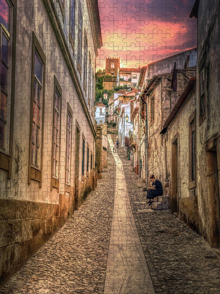 Sunset Jigsaw Puzzle featuring the photograph Nova Street Castelo Branco by Micah Offman