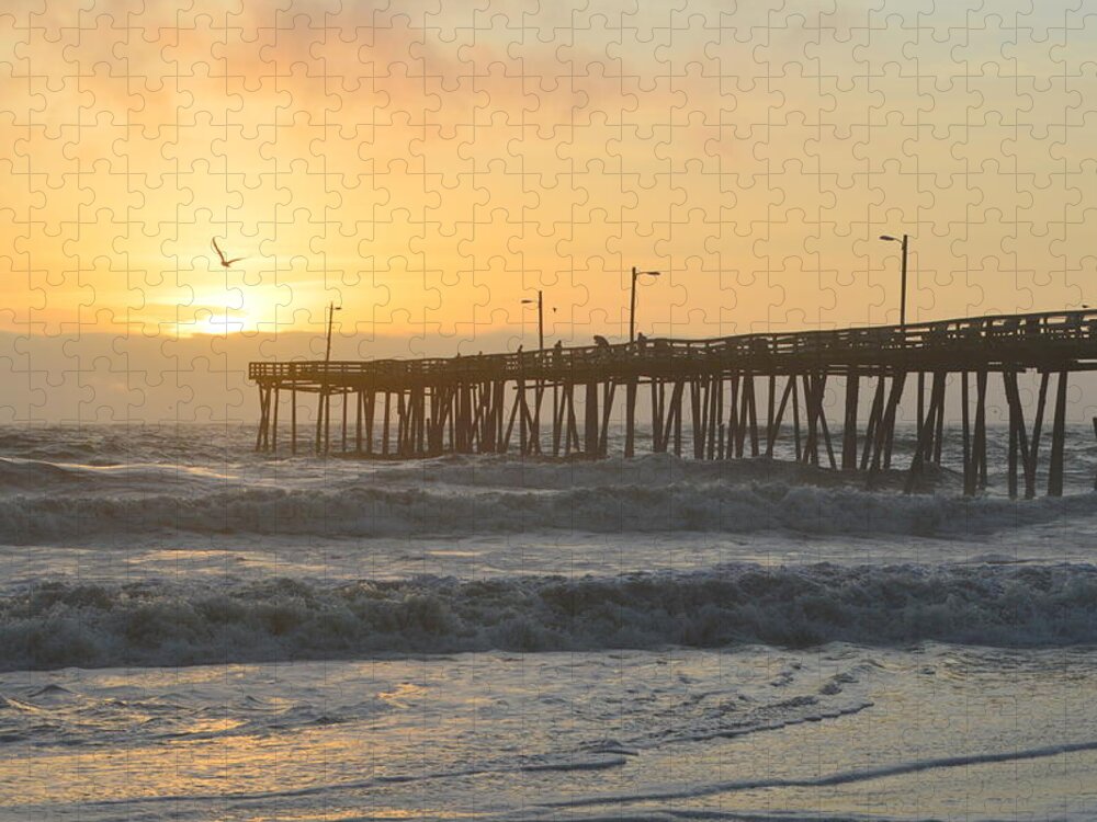Nags Head Fishing Pier Jigsaw Puzzle featuring the photograph OBX Sunrisee NH Pier by Barbara Ann Bell