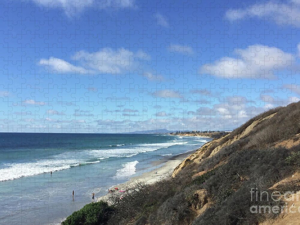 Ocean Jigsaw Puzzle featuring the digital art Ocean Surf In Carlsbad, California by Kirt Tisdale