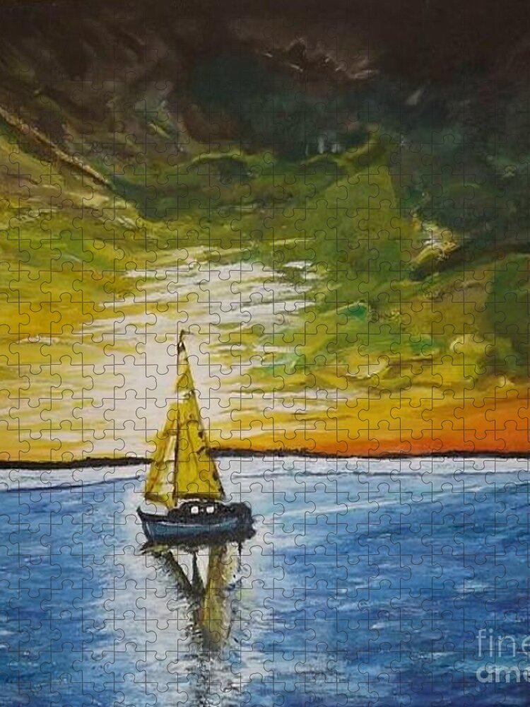 Acrylic Painting Jigsaw Puzzle featuring the painting Ocean Voyage by Denise Morgan