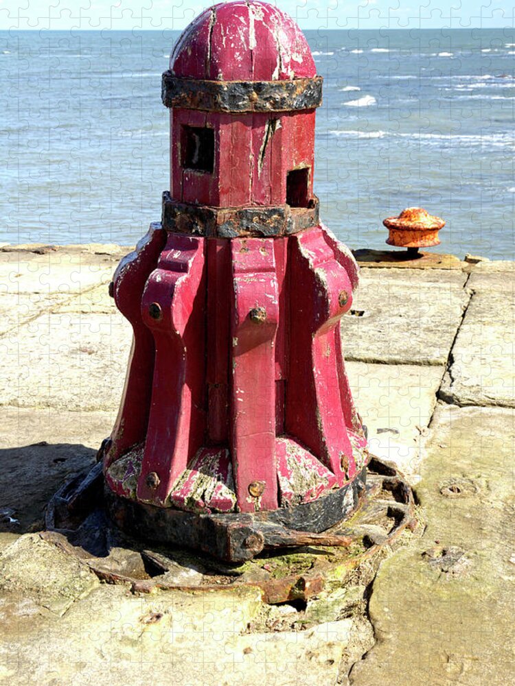 Bright Jigsaw Puzzle featuring the photograph Old Capstan - Whitby East Pier by Rod Johnson