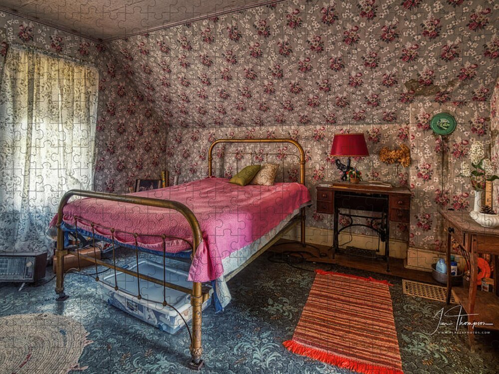 J B Thompson Jigsaw Puzzle featuring the photograph Old Farmhouse Upstairs Bedroom by Jim Thompson