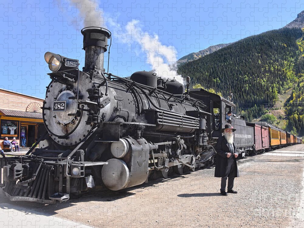 National Historic Landmark Jigsaw Puzzle featuring the photograph Old Timer at the Silverton, Colorado, Train Stop by Catherine Sherman