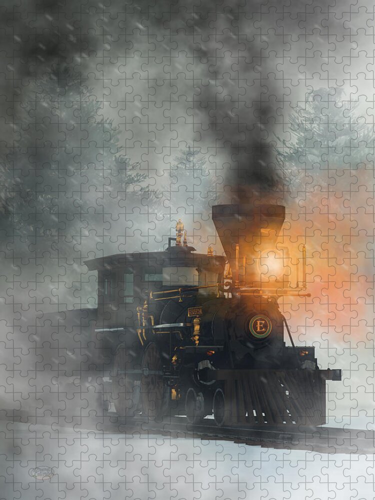Train Jigsaw Puzzle featuring the digital art Old West Steam Train by Daniel Eskridge
