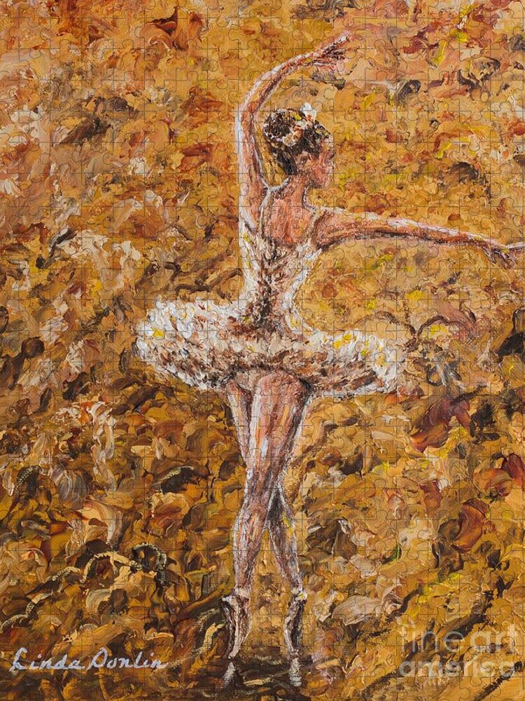 Ballet Jigsaw Puzzle featuring the painting On Pointe #3 by Linda Donlin