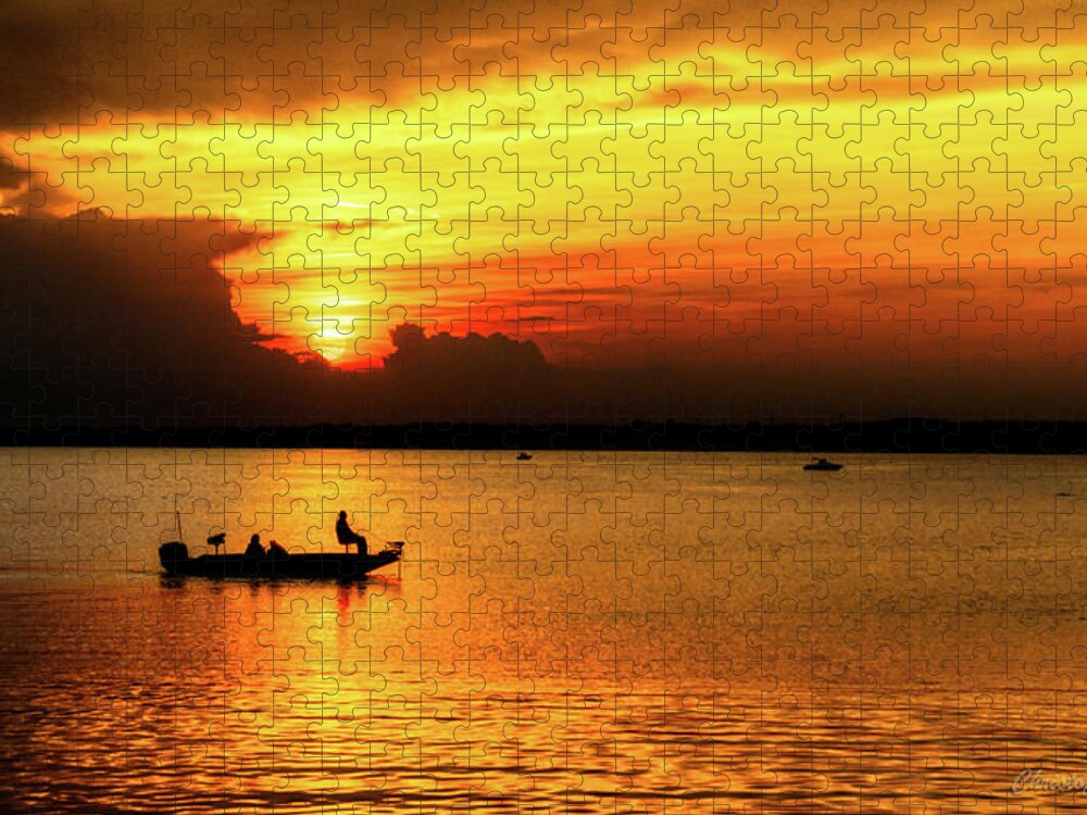 Sunset Jigsaw Puzzle featuring the photograph On the Lake at Sunset by Christopher Holmes