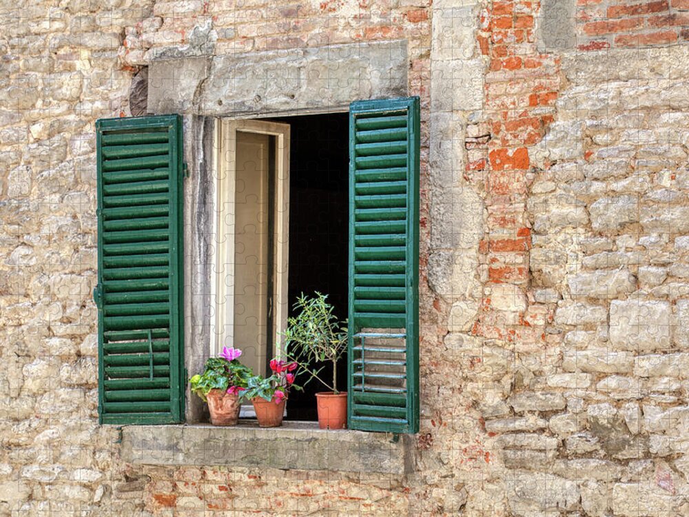 Window Jigsaw Puzzle featuring the photograph Open Window of Cortona by David Letts