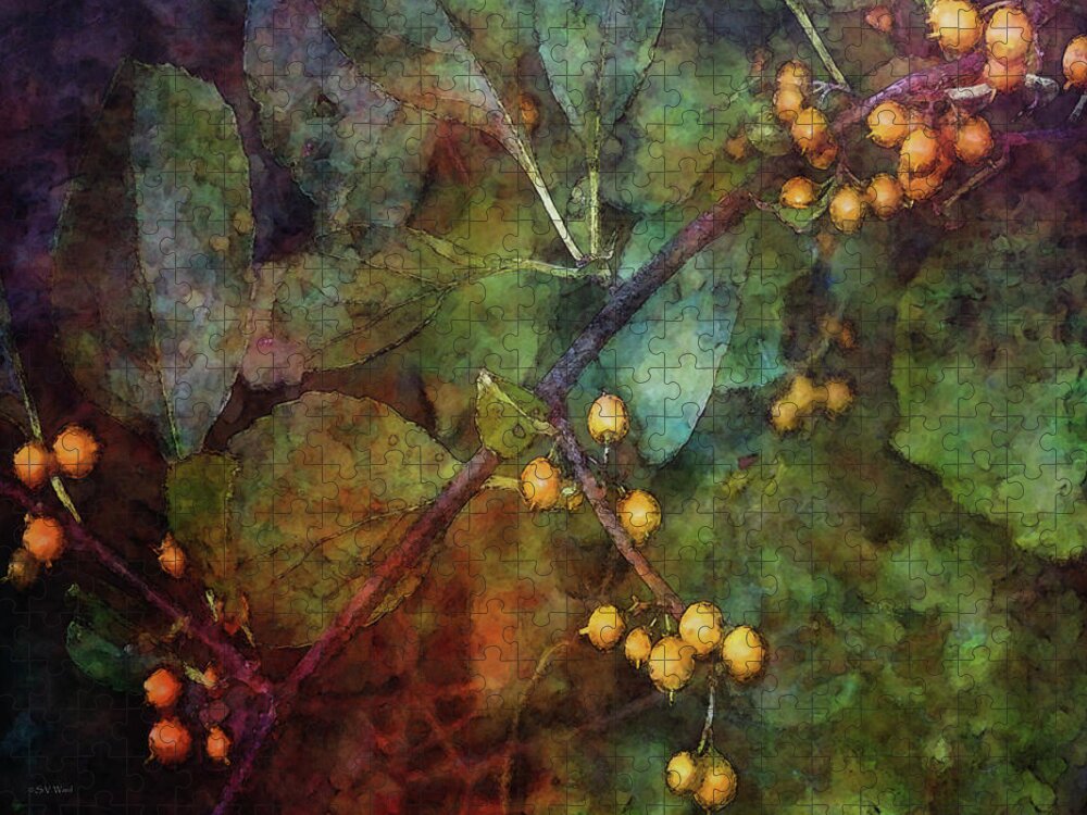 Impressionist Jigsaw Puzzle featuring the photograph Orange Berries 5317 IDP_2 by Steven Ward