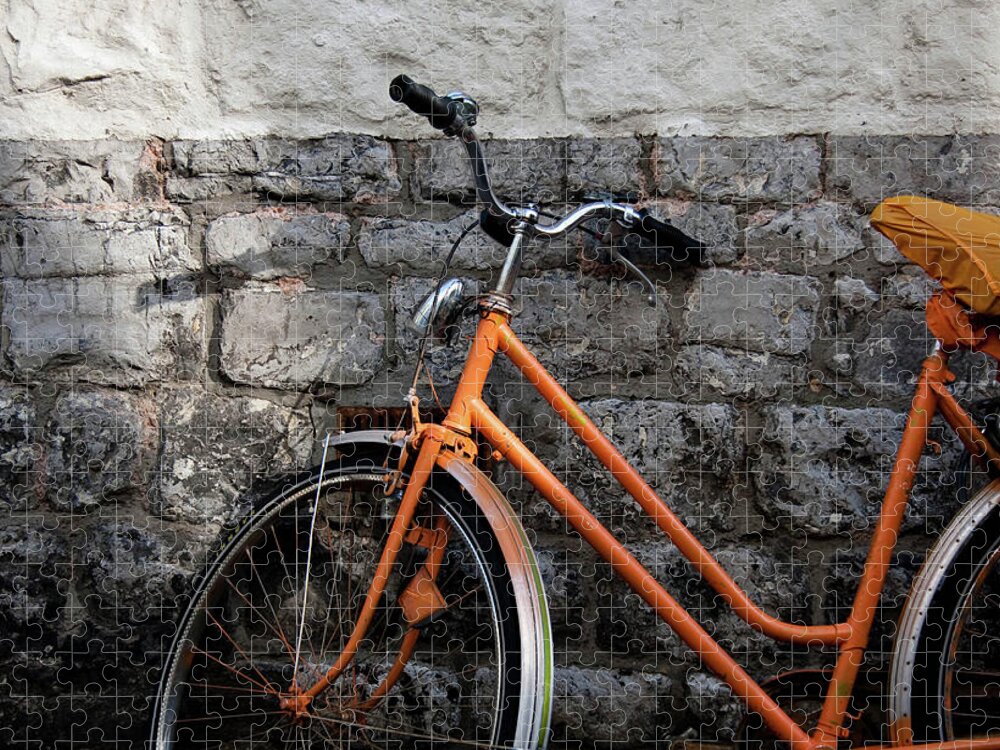 Netherlands Puzzle featuring the photograph Orange Bike by If I Were Going Photography - Leonie Poot