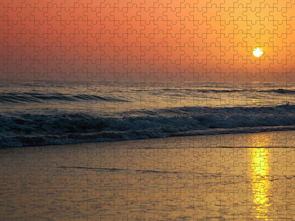Water's Edge Jigsaw Puzzle featuring the photograph Orange Sunset by Fernandoah