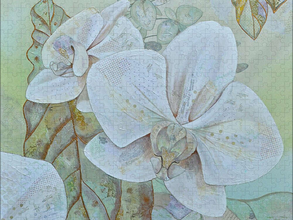 Orchid Puzzle featuring the painting Orchids in White by Shadia Derbyshire