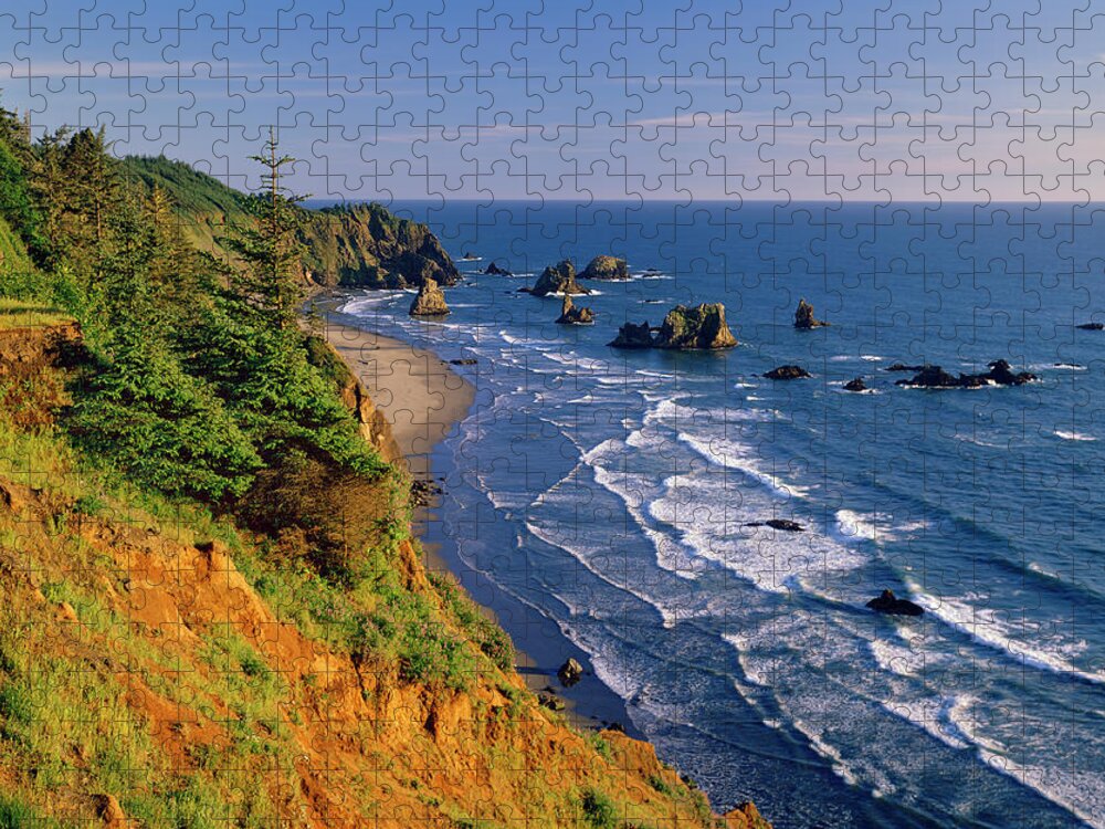 Water's Edge Jigsaw Puzzle featuring the photograph Oregon Coast Samuel H. Boardman State by Ron thomas