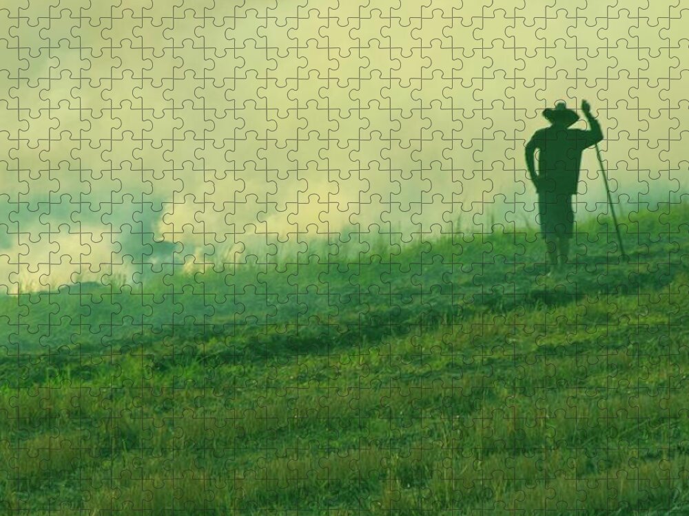 Air Pollution Jigsaw Puzzle featuring the photograph Organic Farmer by Debra M Josephson