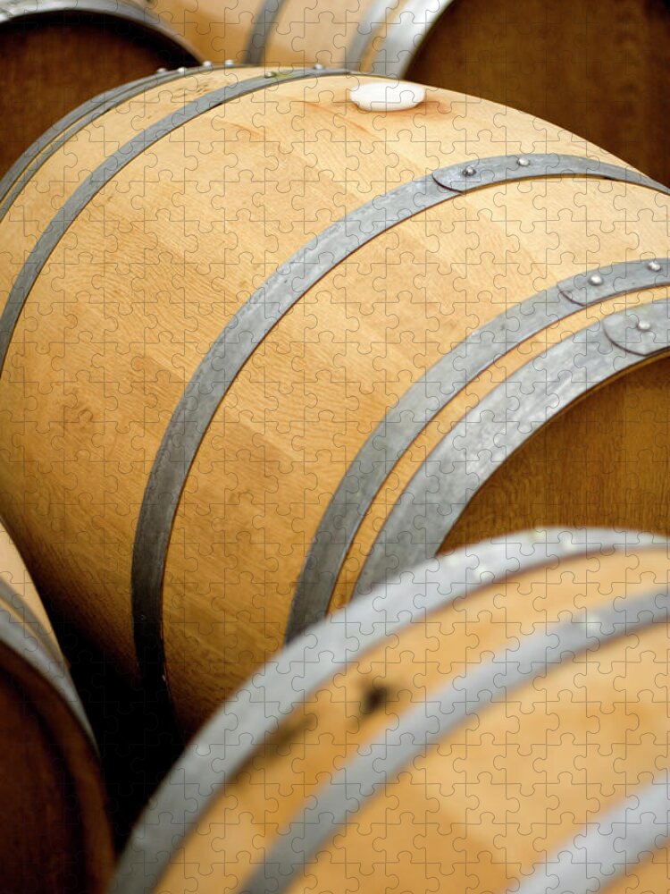 Fermenting Jigsaw Puzzle featuring the photograph Overhead Of Wine Barrels by House red