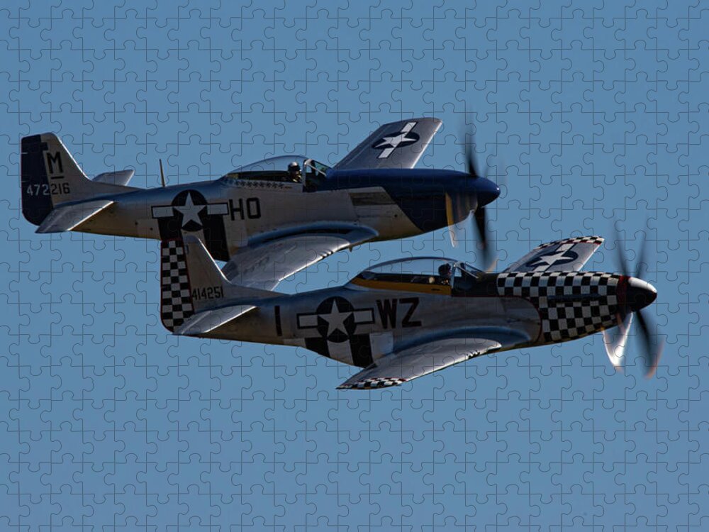 P-51 Mustang Jigsaw Puzzle featuring the photograph P-51 Mustangs Helen and Mary by Airpower Art