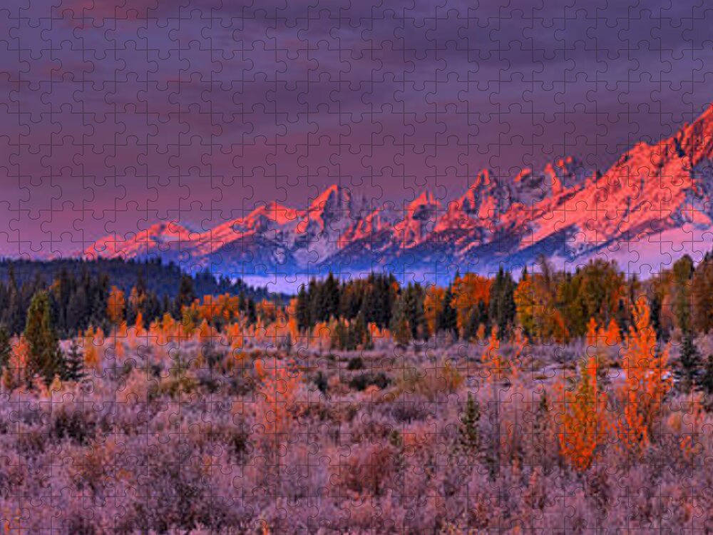 Pacific Creek Jigsaw Puzzle featuring the photograph Pacific Creek Purple Morning by Adam Jewell