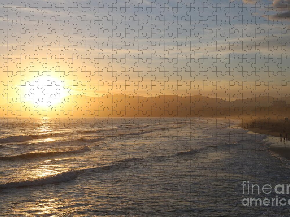 Sunset Jigsaw Puzzle featuring the photograph Pacific Sunset , Santa Monica, California by John Shiron