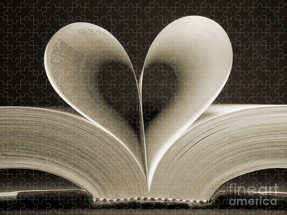 Love Jigsaw Puzzle featuring the photograph Pages Of A Book Curved Into A Heart by Gjs