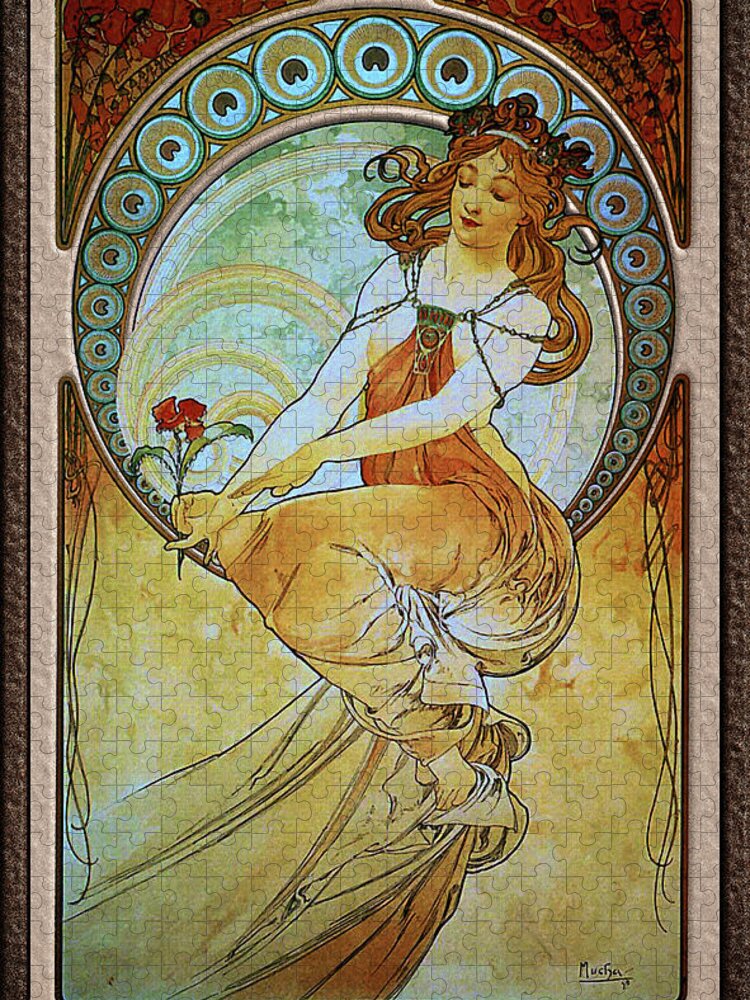 Painting Jigsaw Puzzle featuring the painting Painting by Alphonse Mucha by Rolando Burbon