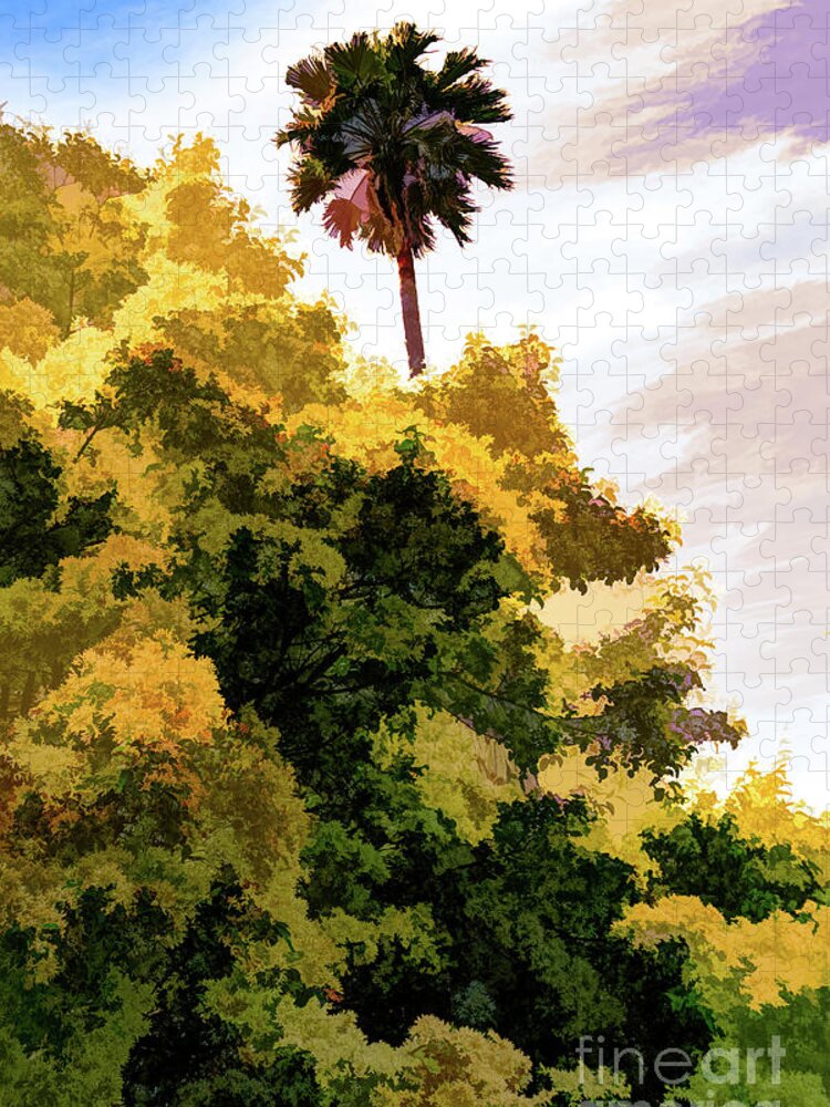 Art Jigsaw Puzzle featuring the photograph Palm above the Trees by Roslyn Wilkins