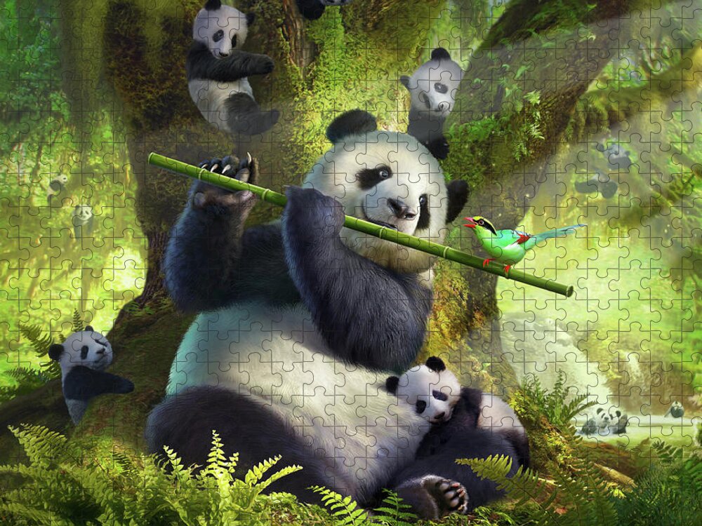 Panda Jigsaw Puzzle featuring the digital art Pan Da Bear by Jerry LoFaro