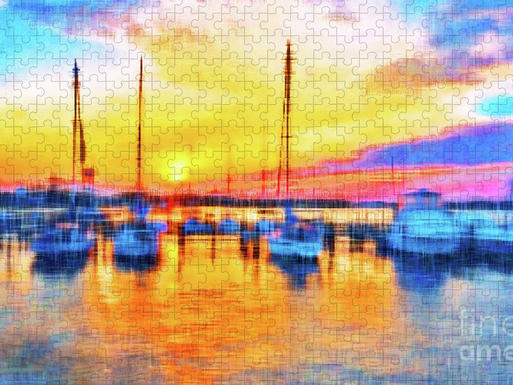 Sailboats Jigsaw Puzzle featuring the photograph Panhandle Sunset by Becqi Sherman