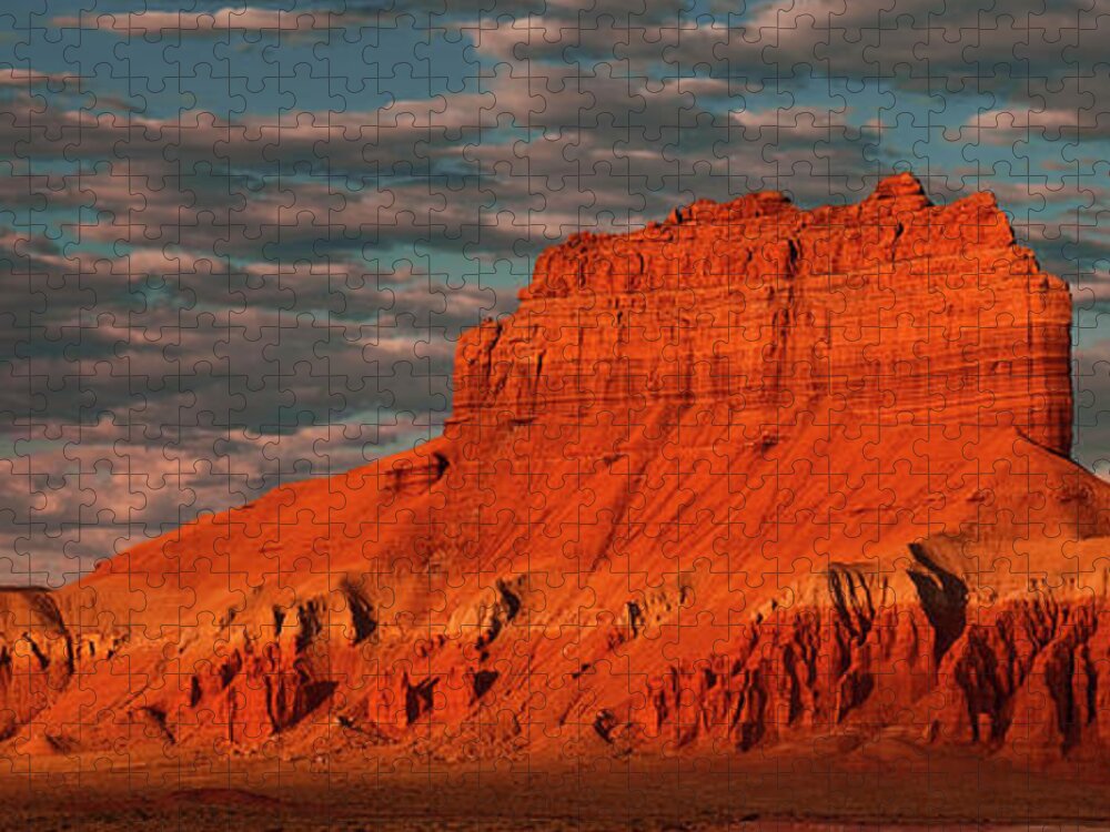 Dave Welling Jigsaw Puzzle featuring the photograph Panorama Morning Light On Wild Horse Butte San Rafael Swell Utah by Dave Welling