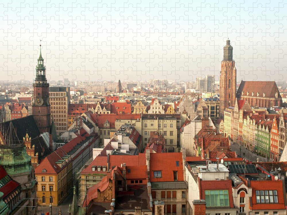 Gothic Style Jigsaw Puzzle featuring the photograph Panorama Of The City Of Wroclaw by By Grzegorz Polak