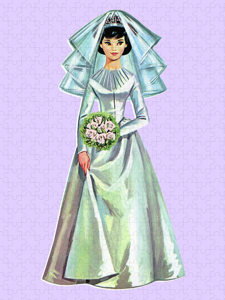 Adult Jigsaw Puzzle featuring the drawing Paper Doll Bride by CSA Images