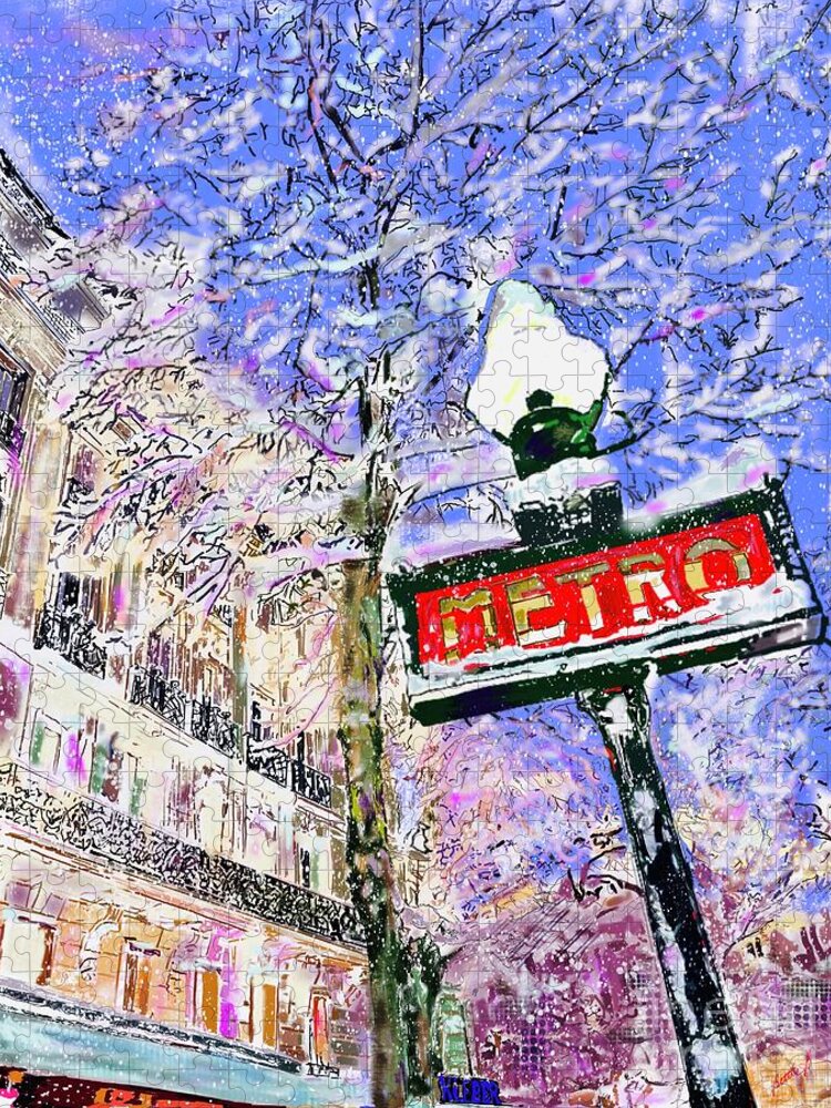 Metro Jigsaw Puzzle featuring the digital art Parisian Magique by Beth Saffer