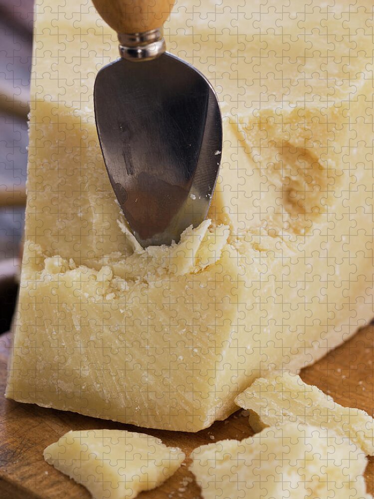 Unhealthy Eating Jigsaw Puzzle featuring the photograph Parmesan Cheese With Spoon by Lindeblad, Matilda