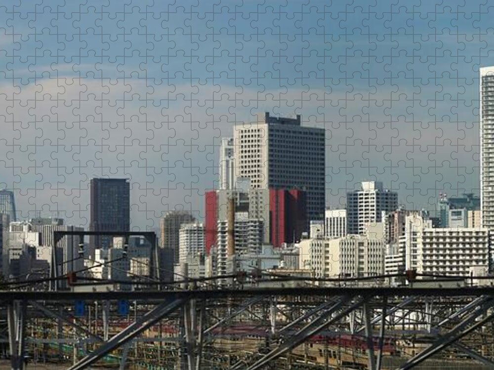 Panoramic Jigsaw Puzzle featuring the photograph Part Of The Skyline In Southeast Tokyo by Chris Jongkind