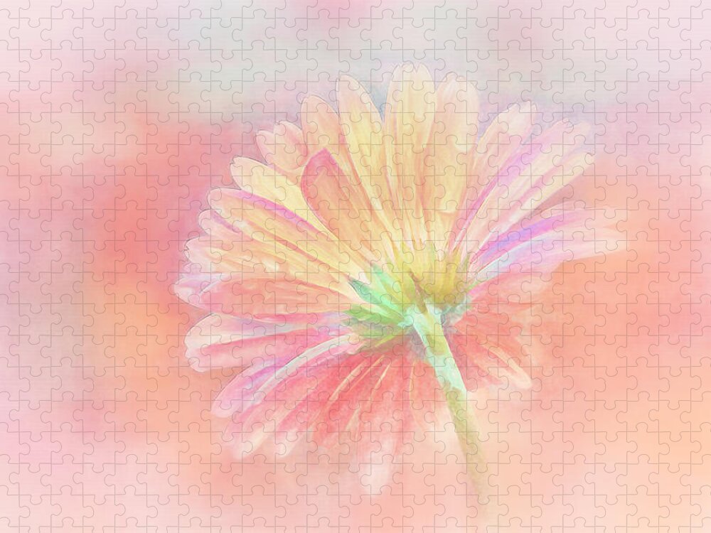 Photography Jigsaw Puzzle featuring the digital art Pastel Gerbera Daisy by Terry Davis