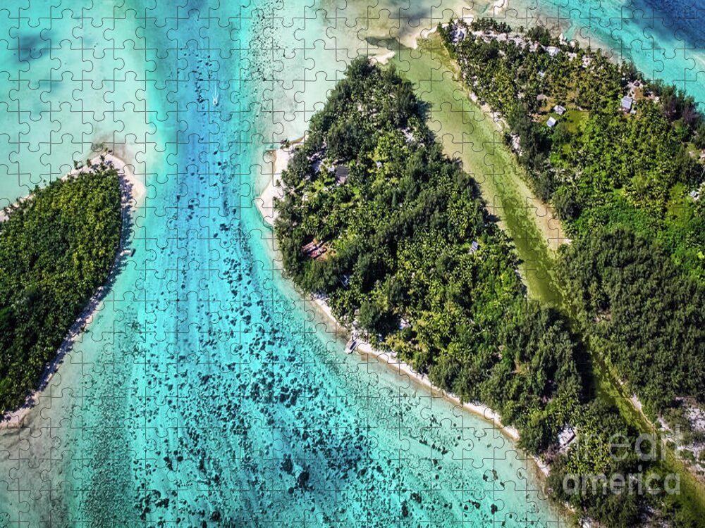 Bora Bora Jigsaw Puzzle featuring the photograph Bora Bora - pathway to the ocean by Lyl Dil Creations