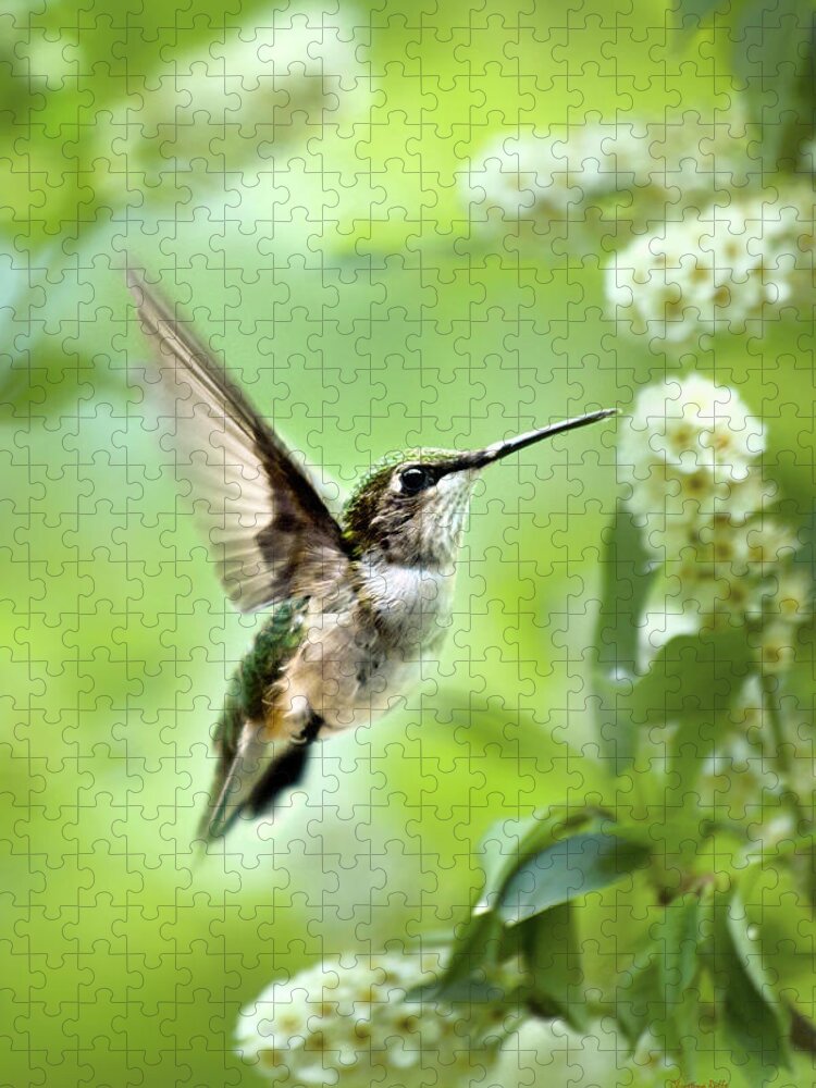 Hummingbird Jigsaw Puzzle featuring the photograph Peaceful Love Hummingbird by Christina Rollo
