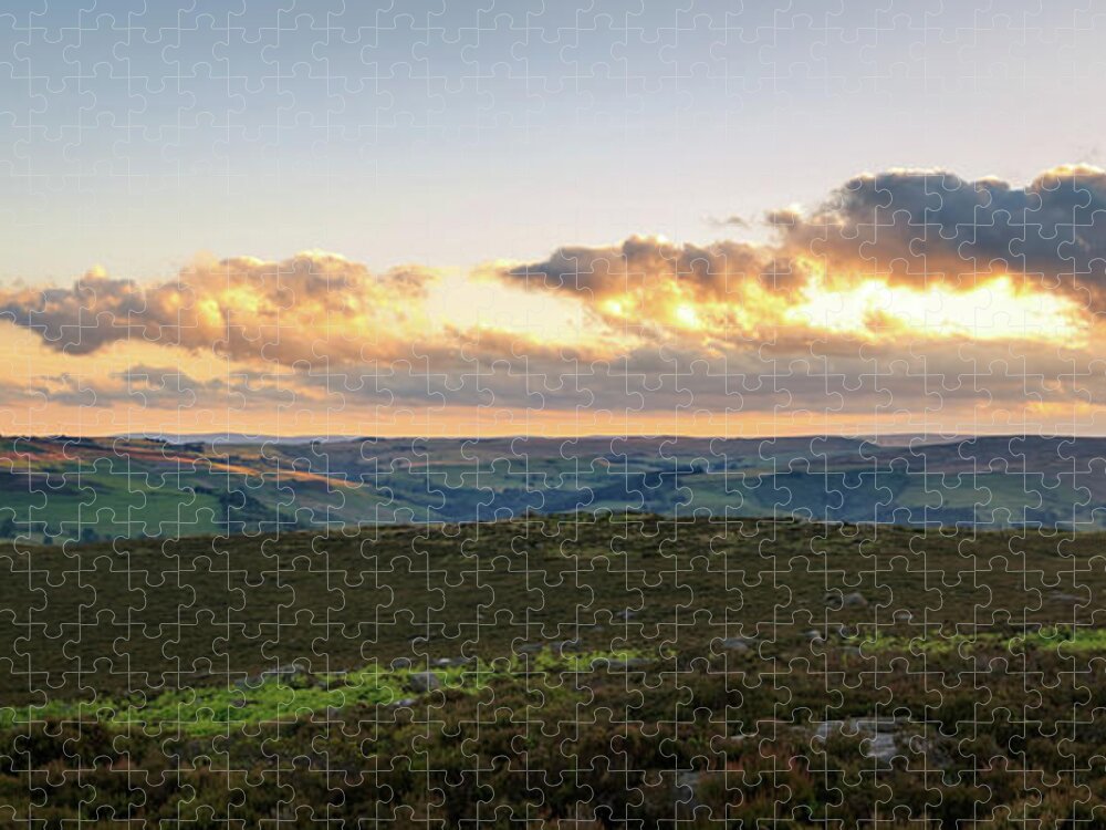 Landscape Jigsaw Puzzle featuring the photograph Peak District pano 05 by Chris Smith