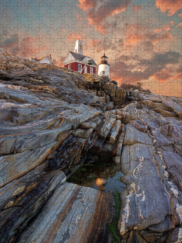 Scenics Jigsaw Puzzle featuring the photograph Pemaquid Point Sunset by Www.cfwphotography.com