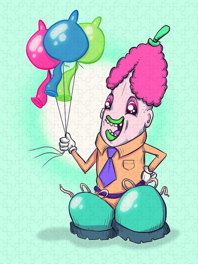 Penis Clown Jigsaw Puzzle featuring the drawing Penis Clown by Ludwig Van Bacon